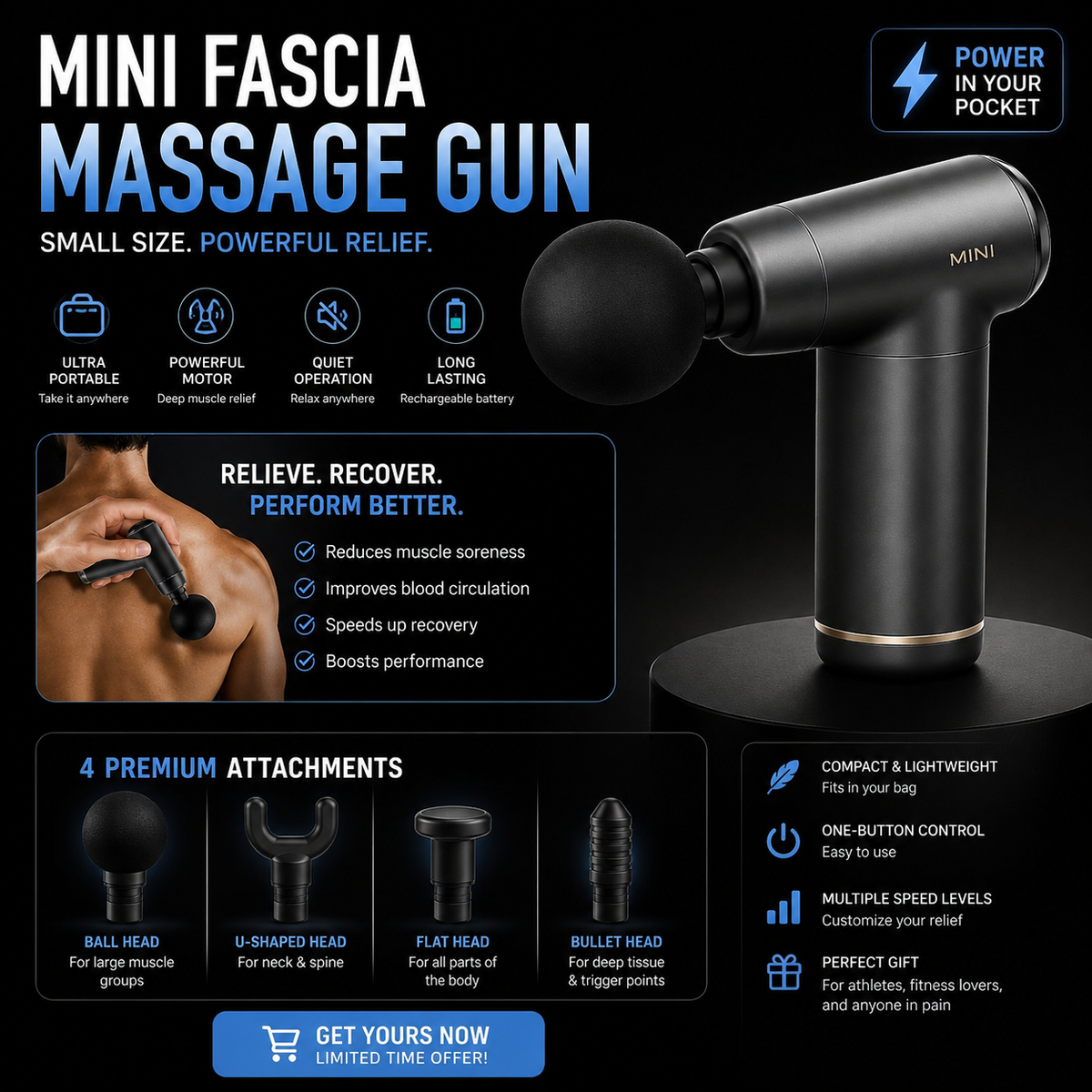 Mini Fascia Gun Home Portable Pocket Massage Gun